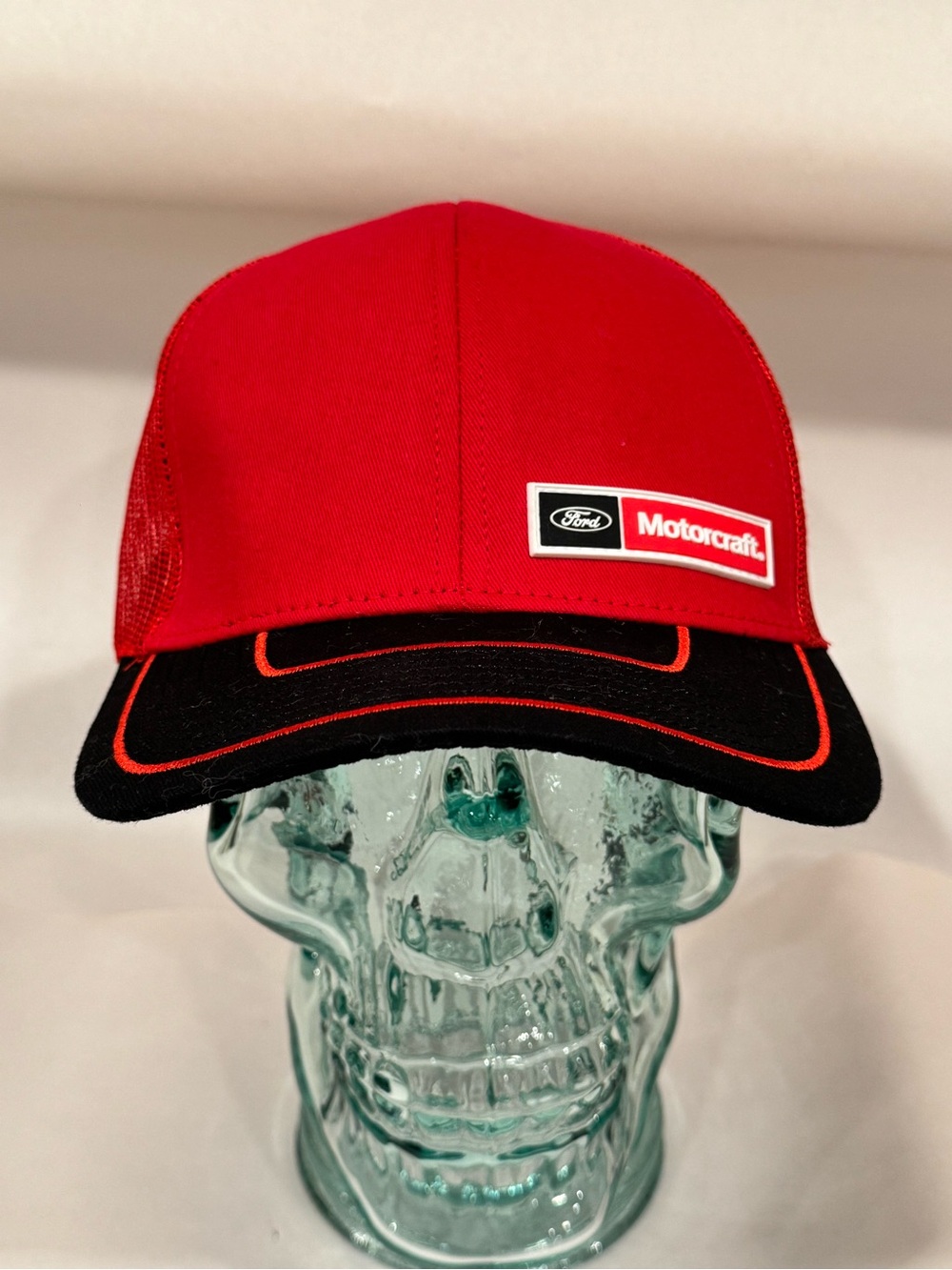 Ford Motorcraft Black Red Mesh Strapback Hat Cap Auto Parts Logo Adjustable New
